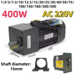 AC 220V 400W 15MM Adjustable Speed Deceleration Gearbox Gear Reduction Motor New