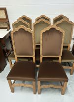 Set of Eight Light brown 20th century upholstered dining chairs