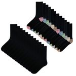 Ladies Socks 12 Pairs Black Ankle Cotton Blend Work Everyday Socks Size UK 4-8
