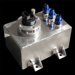 Polished 1 Litre Swirl Pot/Tank with 340 LPH Fuel Pump + Blue AN-6 Fittings