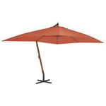 Garden Parasol Floating Cantilever Umbrella Wooden Stand Pool 3 x4m Terracotta