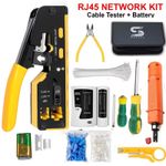 RJ45 Ethernet Network Tool Cat5e Cat6 Pass Through Crimper Crimping Tester Kit