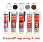 General Purpose Silicone C3 Cartridge 280ml Sealant Clear White Brown Black Grey