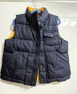 babyGap Puffer Vest Full Zip Pockets Stand-Up Collar Navy/Yellow 2-3Y