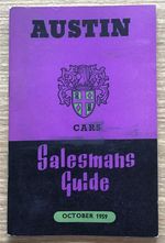 AUSTIN Car Salesmans Pocket Guide Oct 1959 #1170/I