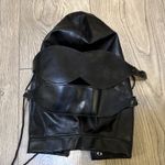 Men’s Black Pleather Full Hood Adjustable Straps And Tie