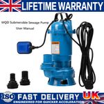 Submersible Dirty Water Pump Grinder Sewage Deep Well Septic Flood Sewage Sump
