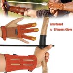 TOPARCHERY Glove Arm Guard & 3 Finger Protective for Bow Archery Hunting