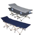 Single Adults Wide Folding Camping Sleeping Cot Guest Bed & Cushion Portable Bed