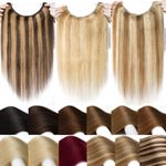 Real Remy Human Hair Invisible Hidden Wire in Hair Extensions Headband Loop Ring