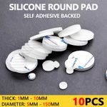 10pcs Self Adhesive Backed Silicone Rubber Round Pads Disc Sheet 1mm-10mm Thick