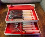 Vintage Sheffield Fish Cutlery Set Boxed 12 Piece Chrome Plated Nickel Silver