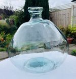 Large Vintage Light Green Glass Terrarium Carboy Bottle Planter Vase Rustic 12"