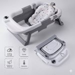 Foldable Baby Bath Tub with Thermometer & Cushion — BPA-Free, Newborn to 3 Years