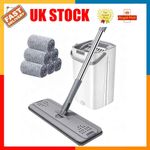 360° Flat Mop and Bucket Set Mop Dry Squeeze & Multi-Functional Wash & 6 Pads