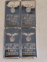 4 x Silver Plated German Military 5 gram Bars Very Collectable 