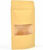 EVG Brown Kraft Paper Pouch Bags | Self-Standing Sealable ZipLock & Window