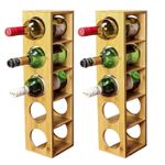 Wine Rack 10 Bottle Holder Bamboo Free Standing Stackable Home Bar Bottle Stand