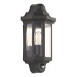 LAP Outdoor Half Lantern Wall Light With PIR Sensor Satin Black IP44 LED