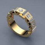 14k Yellow Gold Finish 1.50 Ct Princess Cut VVS1 Diamond Men's Wedding Band Ring
