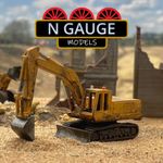 PAINTED -N Scale Gauge Excavator 'Lowered' 1:148 (CAT JCB  Dozer Quarry 1:160)