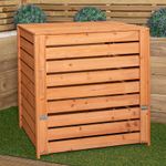 74 x 71cm Large Wooden Garden Waste Compost Bin with Removable Lid & Bottom Door