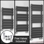 Anthracite Flat Panel Bathroom Towel Rail Radiator With Free Angled Valves