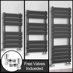 Anthracite Flat Panel Bathroom Towel Rail Radiator With Free Angled Valves