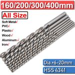 6-20mm Extra Long High Speed Steel HSS Twist Drill Bits Set Metal Woodworking xc