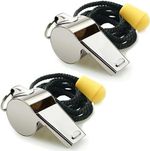 Whistle, 2 Pack Stainless Steel Sports Whistle with Lanyard, Multi-Purpose
