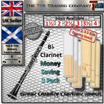 Clarinet Reeds - B Flat - Size 1.5, 2.0 2.5 3.0 3.5 & 4.0 Strength Reed - 3 Pack