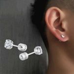 1Pair Titanium Stainless Diamond Earrings For Men Women KU