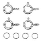 8 Pieces Sterling Silver 5mm Bolt Rings Clasp  & 4mm Jump Rings Necklace Repair