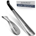 2Pcs Long Handle Shoe Horn 16.5 in 7.5 in With Leather Cover Metal Shoe Helper