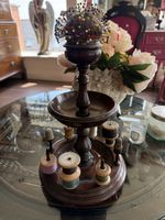 Antique Mahogany Needlework Stand Treen