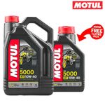 Motul 5000 10W-40 4T Motorcycle Engine Oil 10W40 4L + 1L FREE = 5 Litres 5L