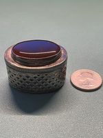 Vintage Sterling Silver and Carnelian Pill Box