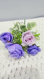 Blossom Artificial Fabric Rose Stem/Spray with Foliage Greenery