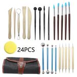24 PCS Clay Sculpting Tools Kit - Art Pottery Polymer Ceramic Modeling Carving