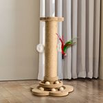TALL LARGE CAT SCRATCHING POST 15.6'' STRONG NATURAL SISAL POLE HEAVY DUTY BASE
