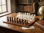 Luxury Red White Onyx Marble Chess Set 30cm Handmade Gift Weighted Stone Pieces