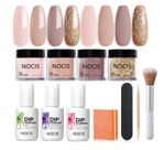 Dipping Powder Starter Nail Kit With Base, Top Coat, Activator Nail Brush 11 Pcs