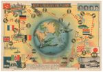 1925 Japanese Pictorial Map / Sugoroku Game - First Flight from Europe to Japan