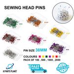 Glass Head Multicolor Straight Pins – 1.5in for Sewing, Dressmaking & Hemming