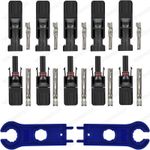 5 Pairs Solar Panel Cable Connectors Male Female Compatible Waterproof + Wrench