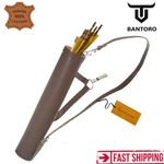 Traditional Shoulder Brown Quiver Bow Leather Arrow Holder Large Pouch Handmade