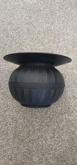 Wedgwood black basalt vintage pre Victorian antique flared rim ball vase