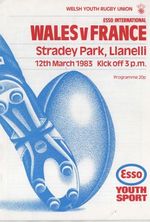 Mar 83 Wales v France Youth Int at Stradey Park