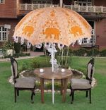 Indian Embroidered Garden Parasol Flower 72in Outdoor Sun Shade Patio Umbrella