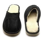 Mens Sheepskin Slippers Mule Shoes Warm Leather Wool Size 6 7 8 9 10 11 12